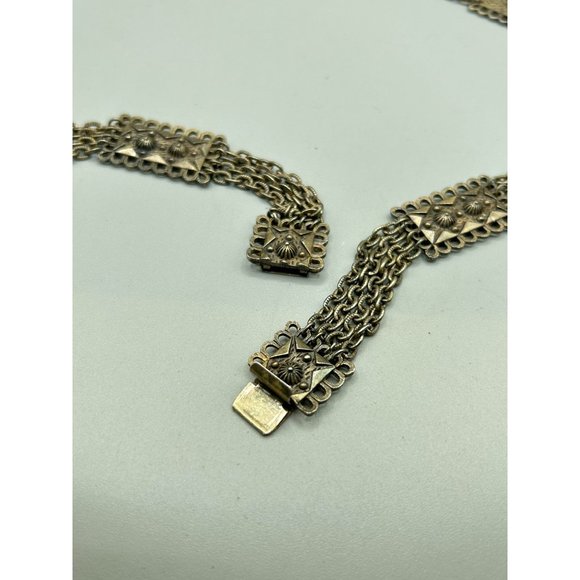 Vintage Etruscan Revival Necklace Multi Chain Fringe Tassel Antiqued Gold Tone - Picture 9 of 11